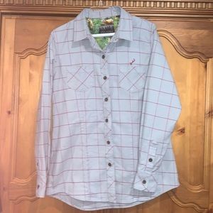 Pladra Grey and Purple Window Pane Flannel Shirt Women’s Size M